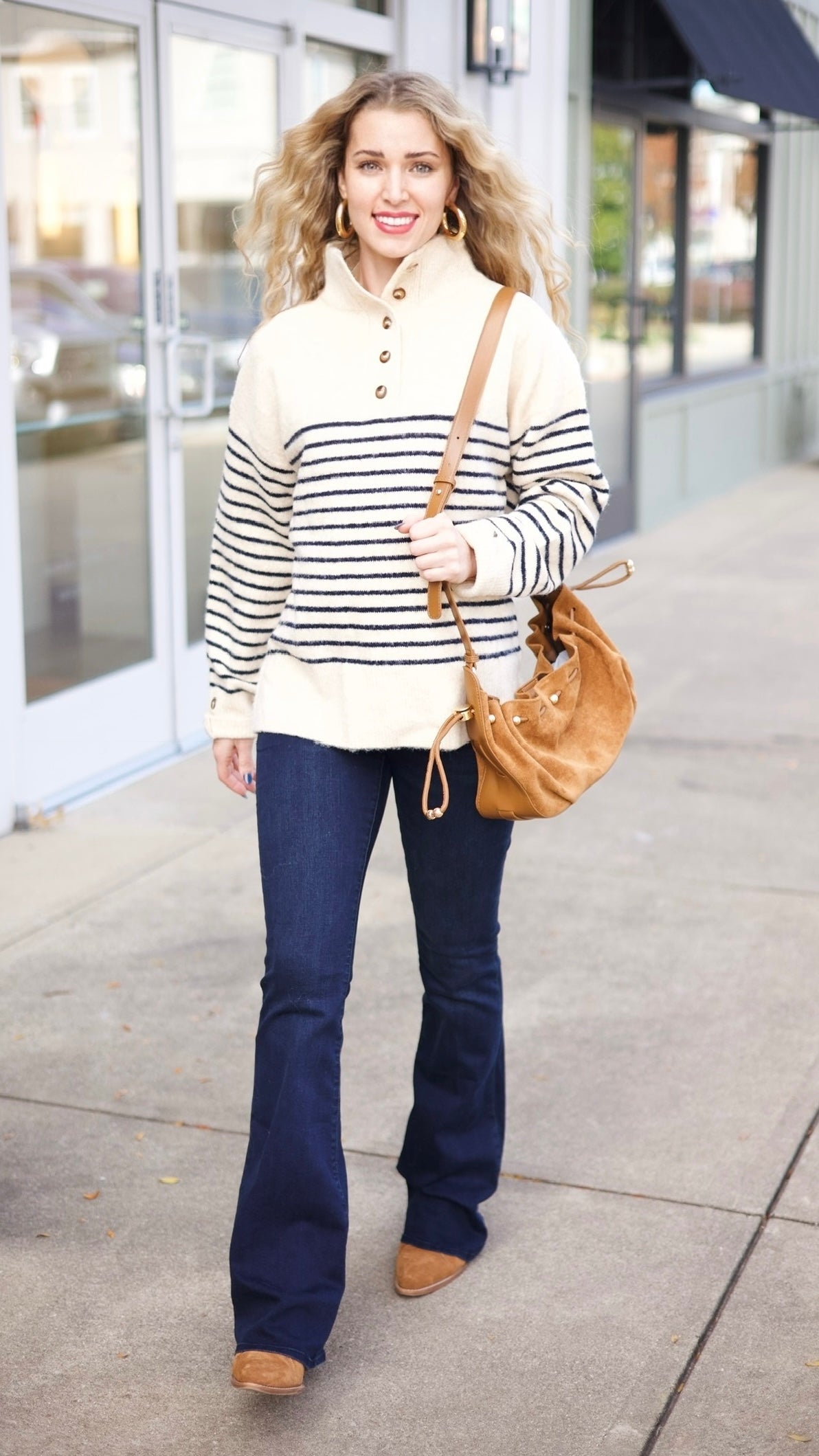 Hamptons Stripe Sweater - Ecru