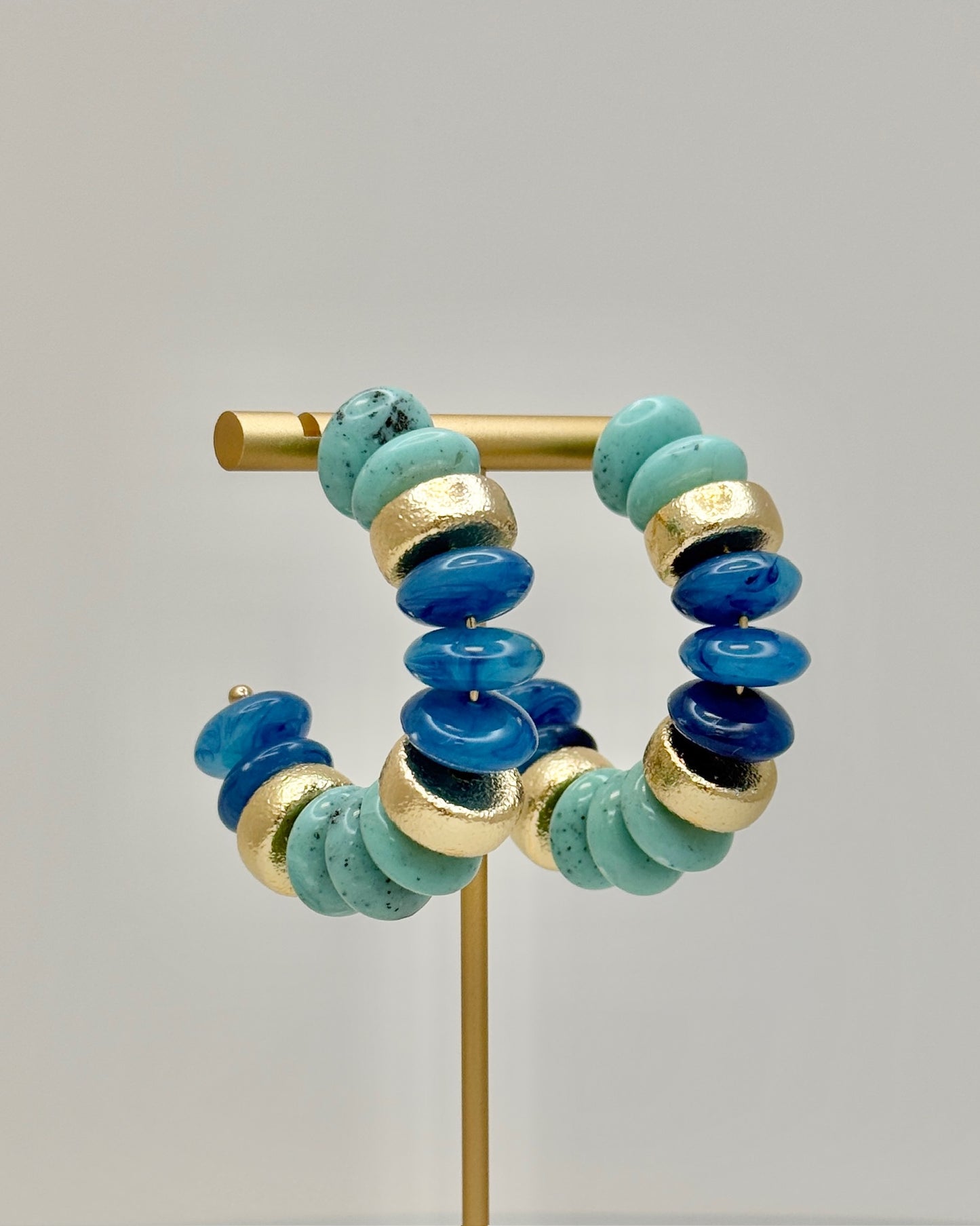 TURQUOISE BEAD HOOPS