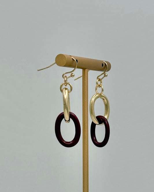 Link Earring - Burgundy