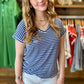 Delilah Striped Top - Royal Blue