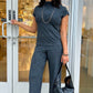 Jacquard Pull On Pant - Charcoal