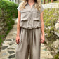 Bahama Chic Button Front Tank - Khaki