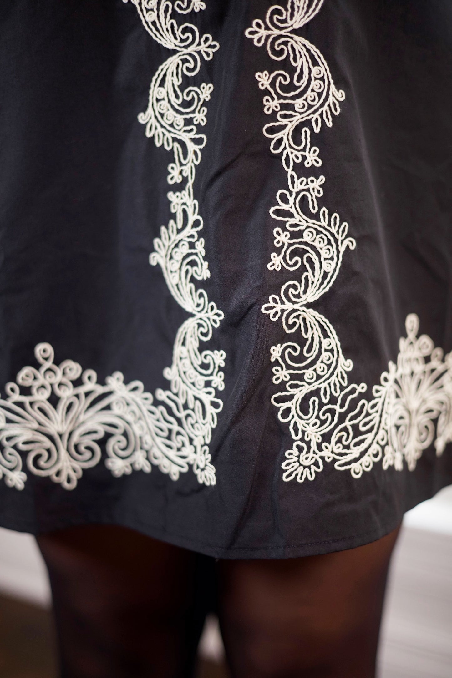 Emma Embroidered Dress - Black