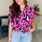 Festive Fuchsia Leopard Blouse
