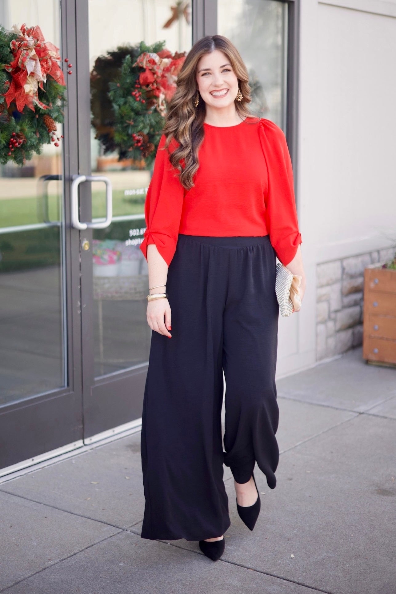 Ivy Jane Tucked Sleeve Top - Red