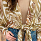 Zebra Print Tie Front Top