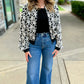 Embossed Rose Print Bomber Jacket