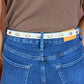 White Leather Belt With Oval Silver Studs