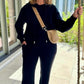 Sweater Knit Wide Leg Pants - Black
