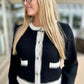 Elegant Ivory Trim Cardigan