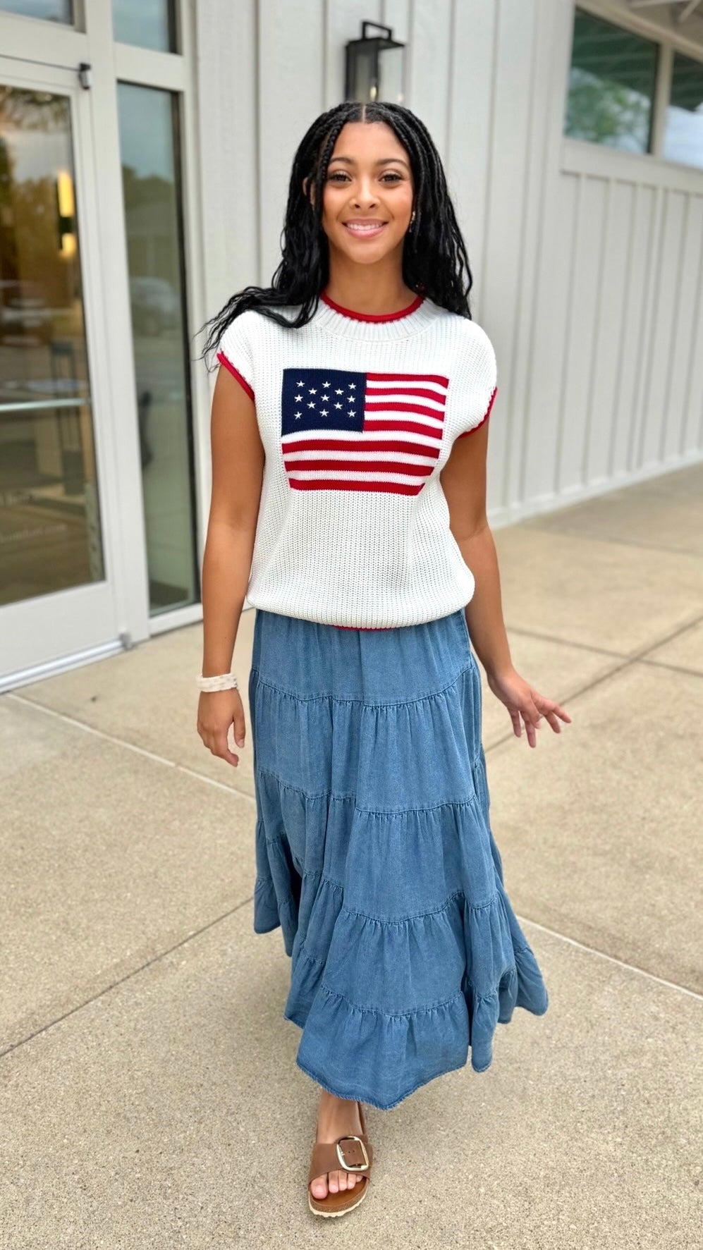 Estie Tiered Denim Skirt