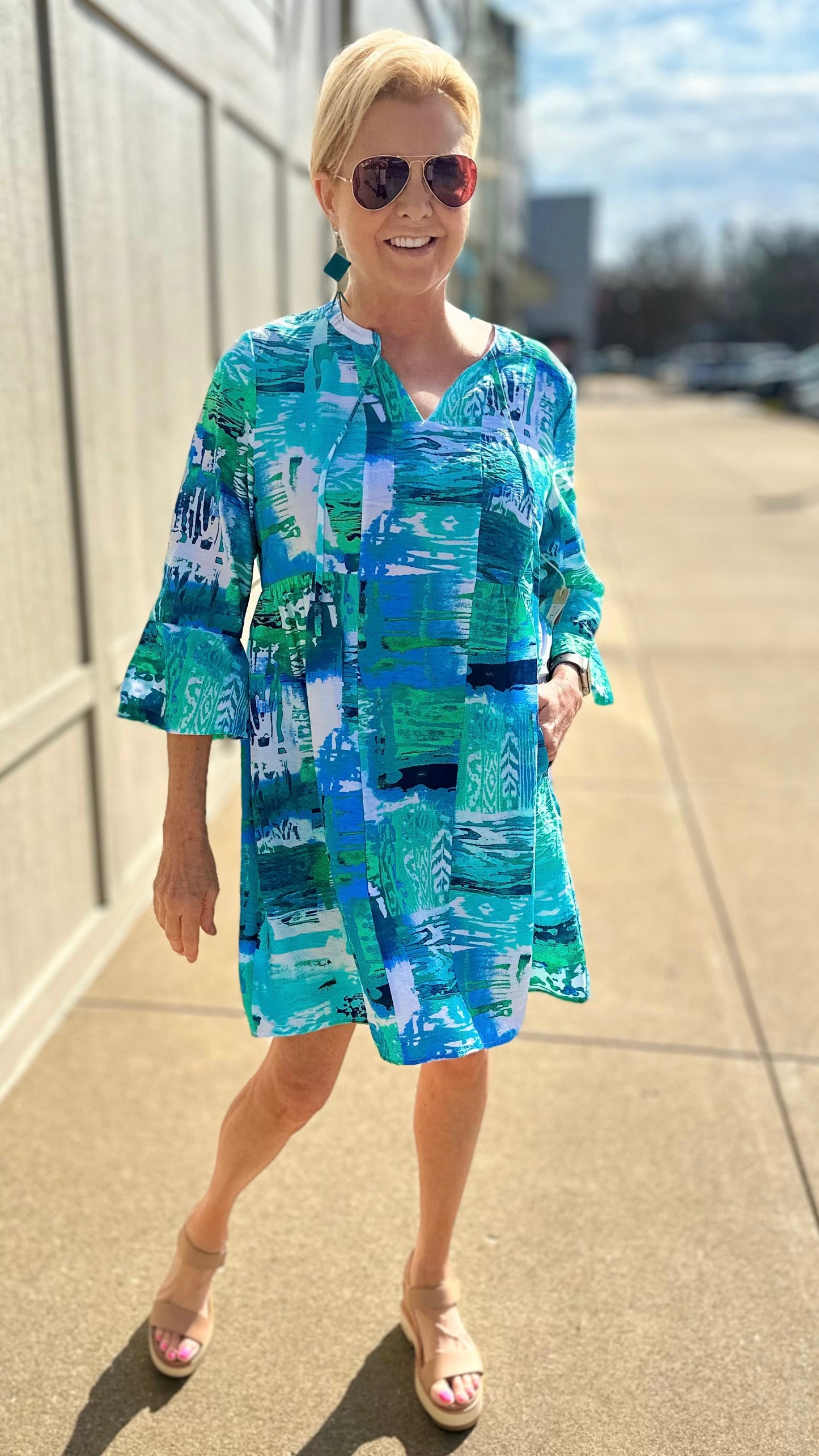 Escape by Habitat Turquoise Crinkle Seaside Dress