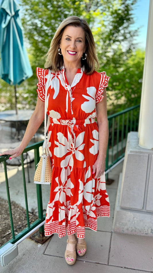 Saylor Tiered Dress - Orange