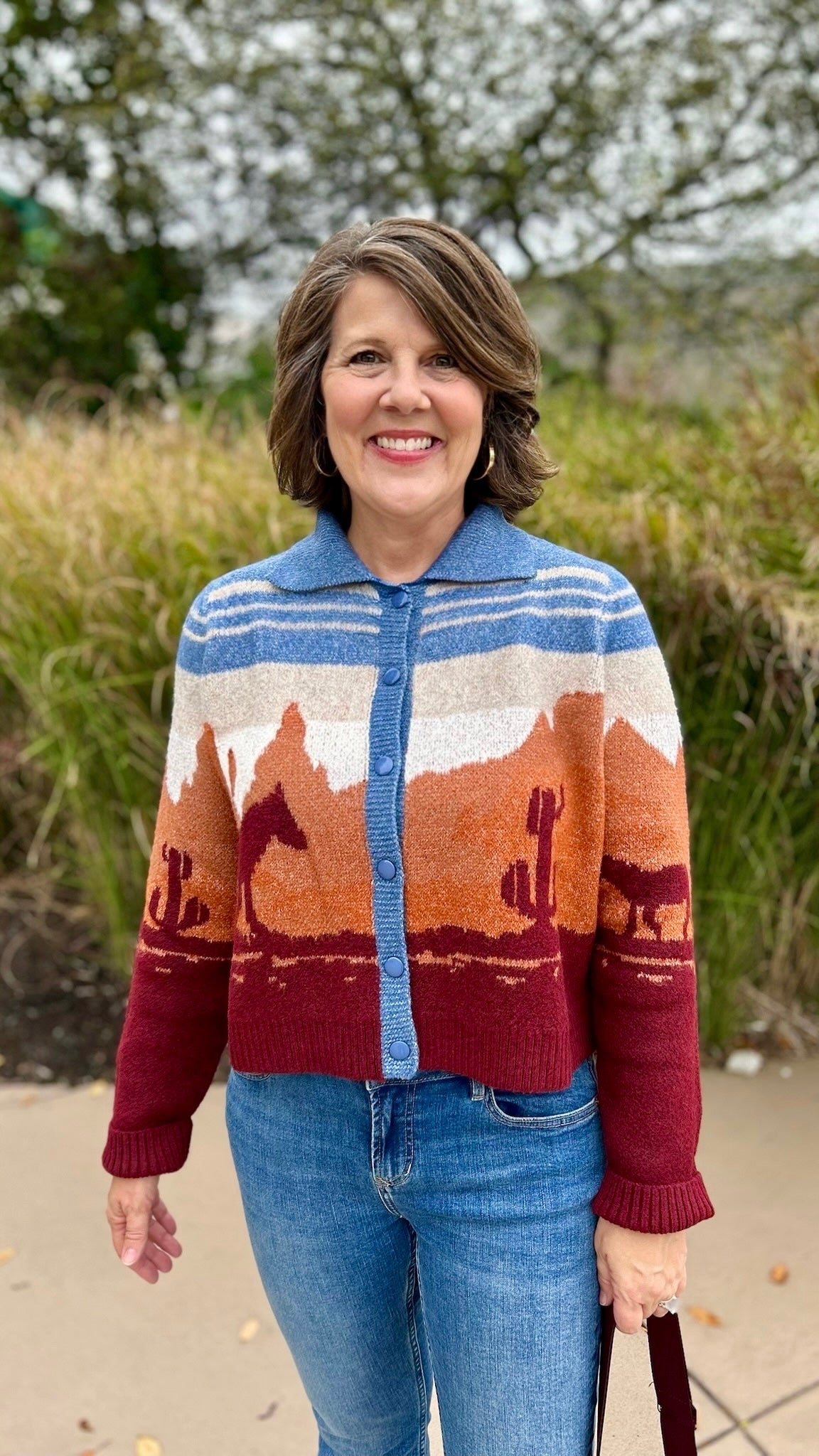 Western Cardigan - Blue Multi