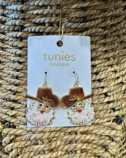 Cowboy Santa Earrings