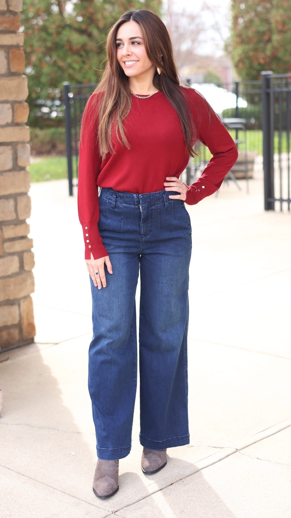 Gabbie Knit Top - Burgundy