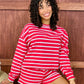 Striped Terry Sweatshirt - Red/Blue