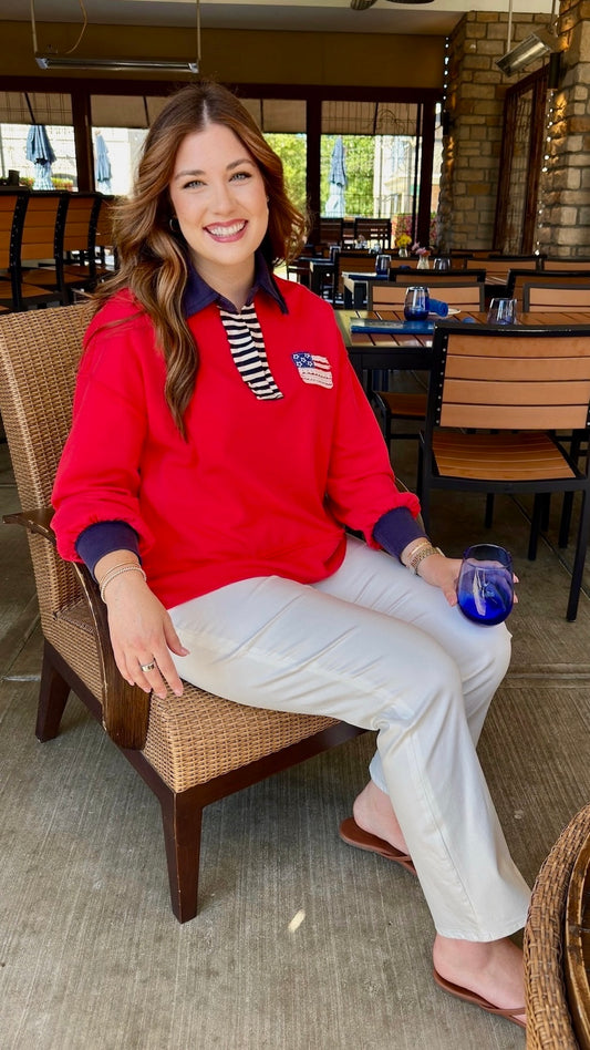 Libby Flag Pullover - Red