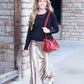 Sierra Satin Long Skirt - Gold