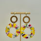 Fabric Wrapped Earrings - Yellow