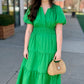 Summer Smocked Maxi Dress - Green