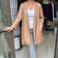 Fiona Faux Leather Jacket Blazer- Tan
