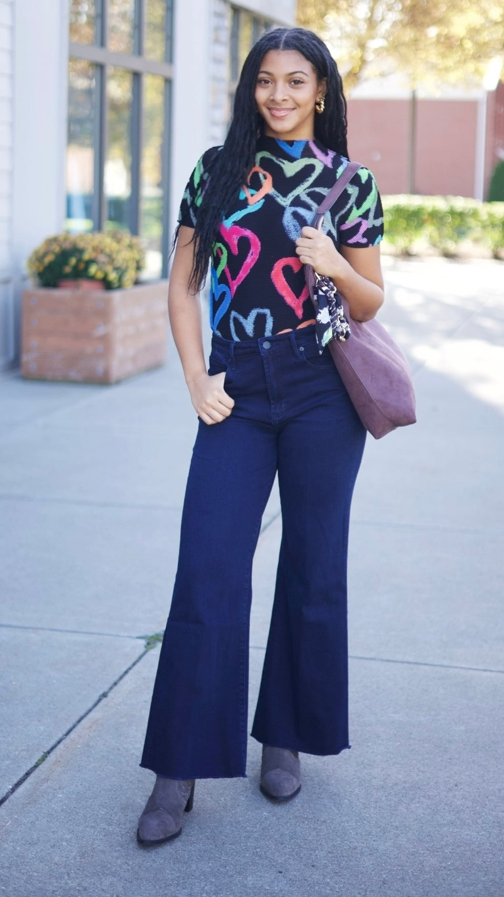 Ava Hearts 3D Honeycomb Top - Black Mix