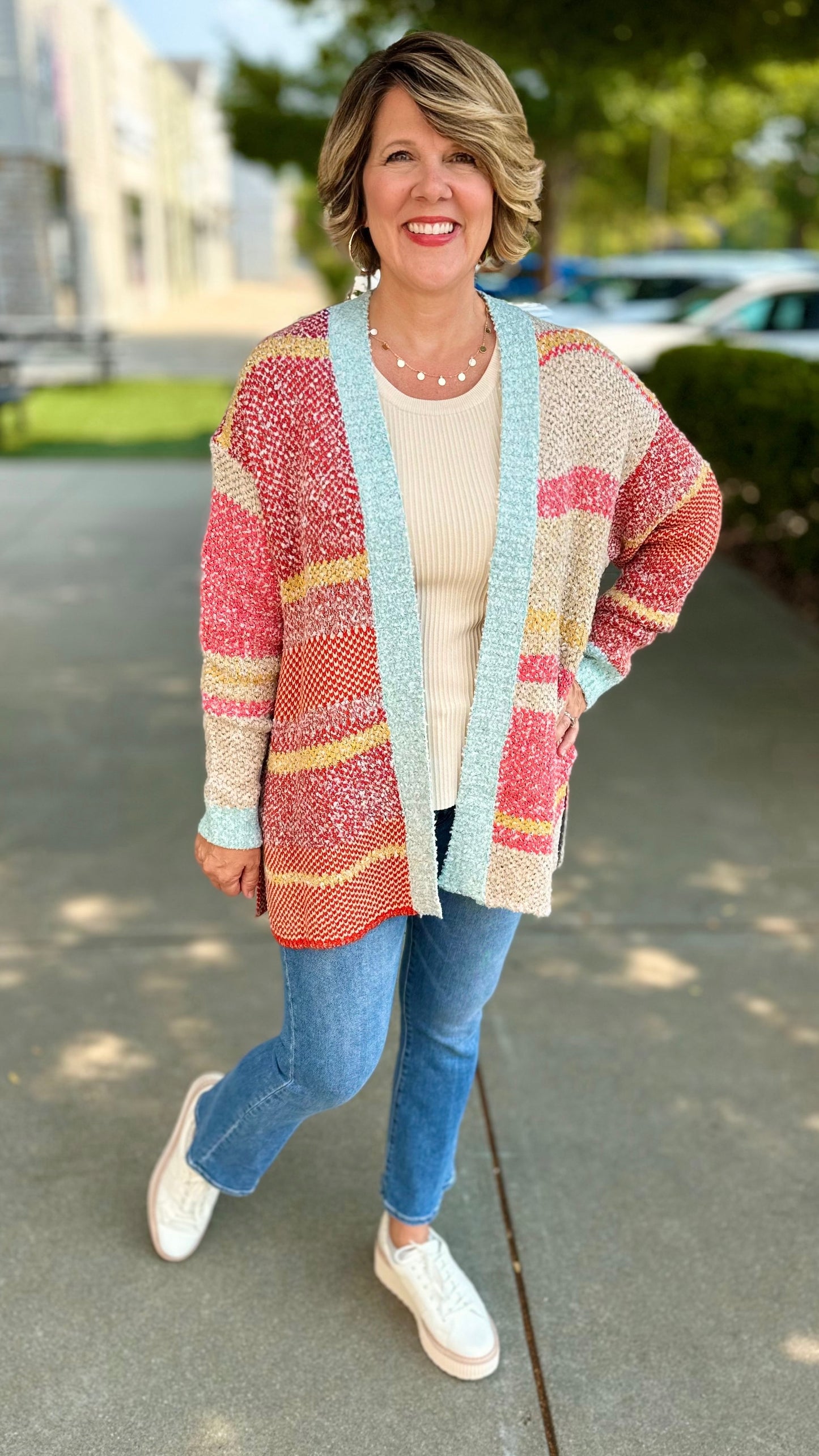 Multicolor Abstract Cardigan