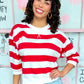 Tami Stripe Pull Over - Red & White