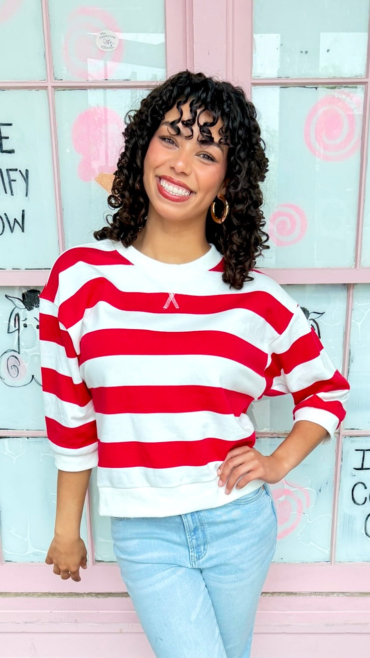 Tami Stripe Pull Over - Red & White