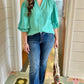 Sarah Button Up Blouse - Emerald