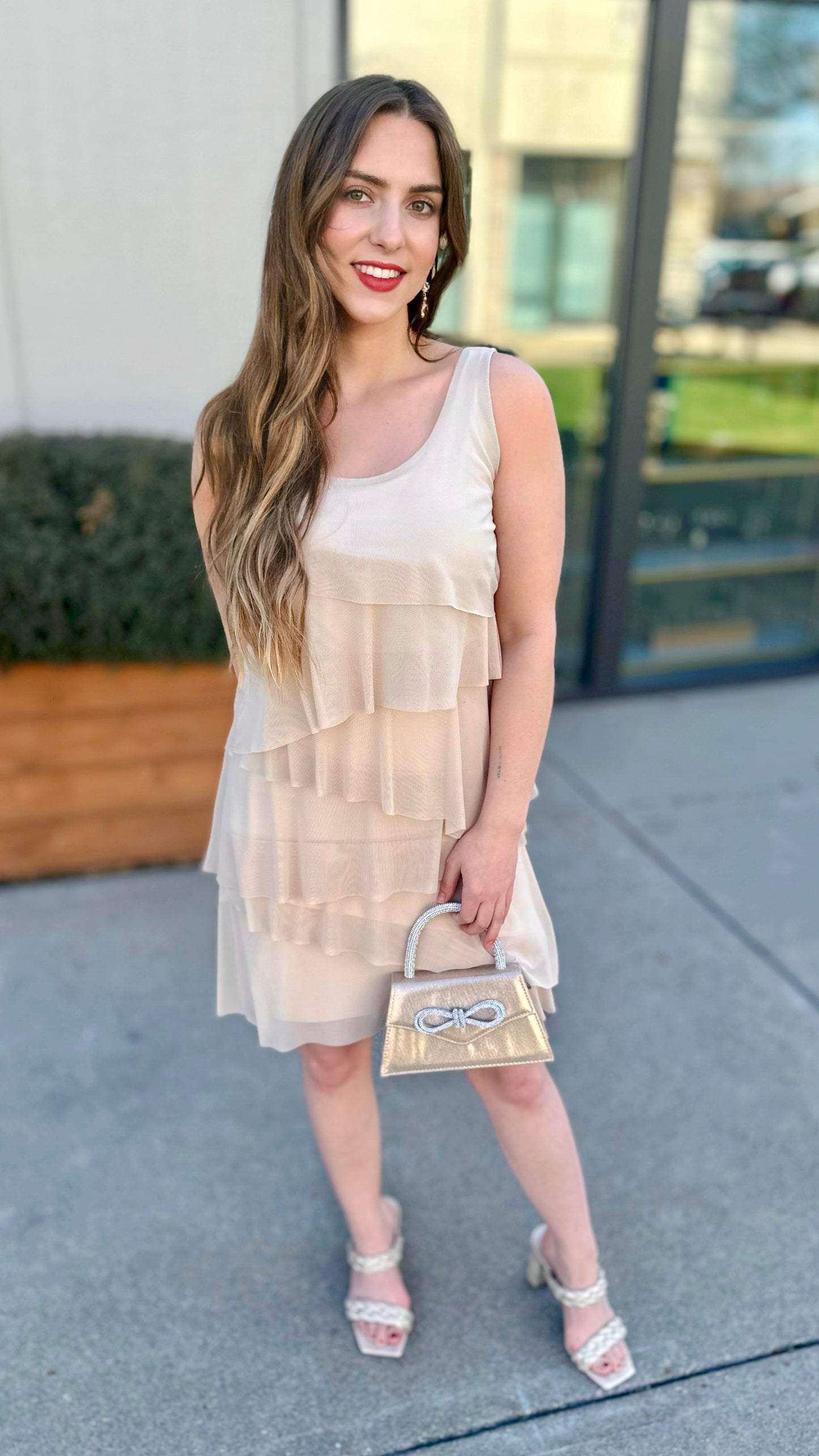 Isle Annie Ruffle Dress - Champagne