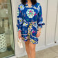 Jenny Floral Belted Dress - Cobalt