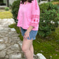 Pink Embroidered Sleeve Summer Hoodie