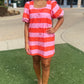Tatum Stripe Dress - Pink & Tangerine