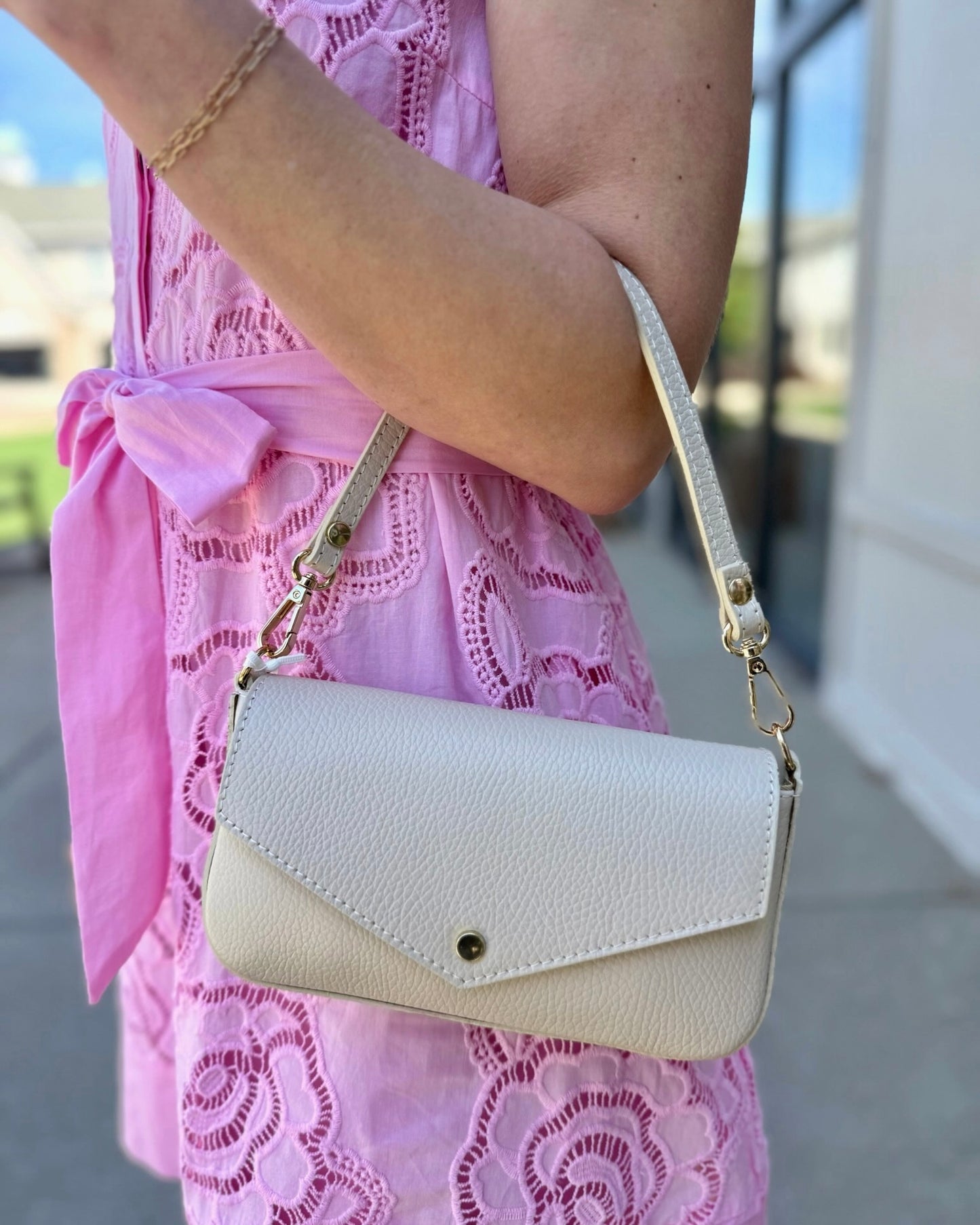 Italian Leather Handle & Crossbody - Ivory