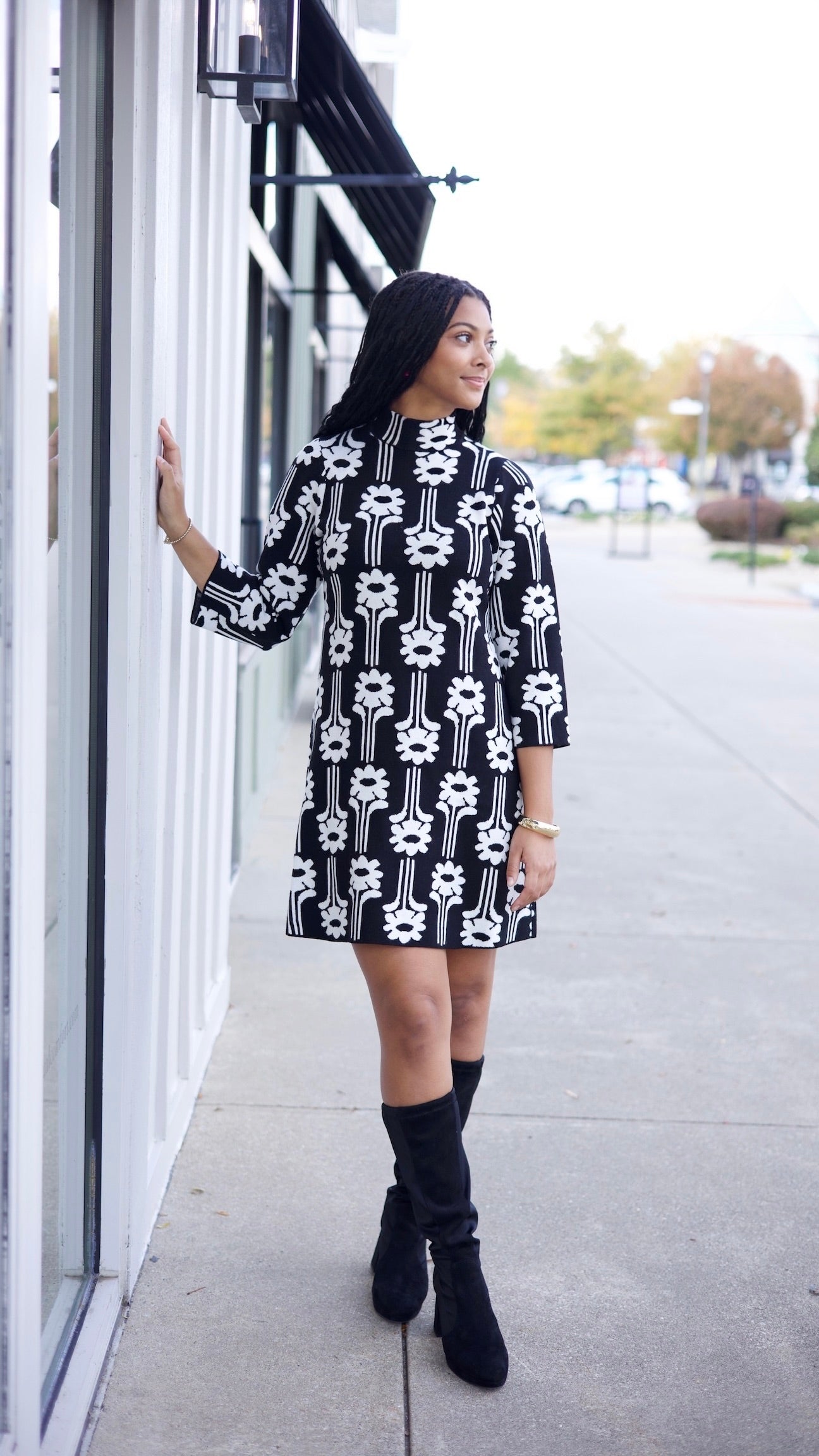 Ivy Jane Power Flower Knit Dress - Black