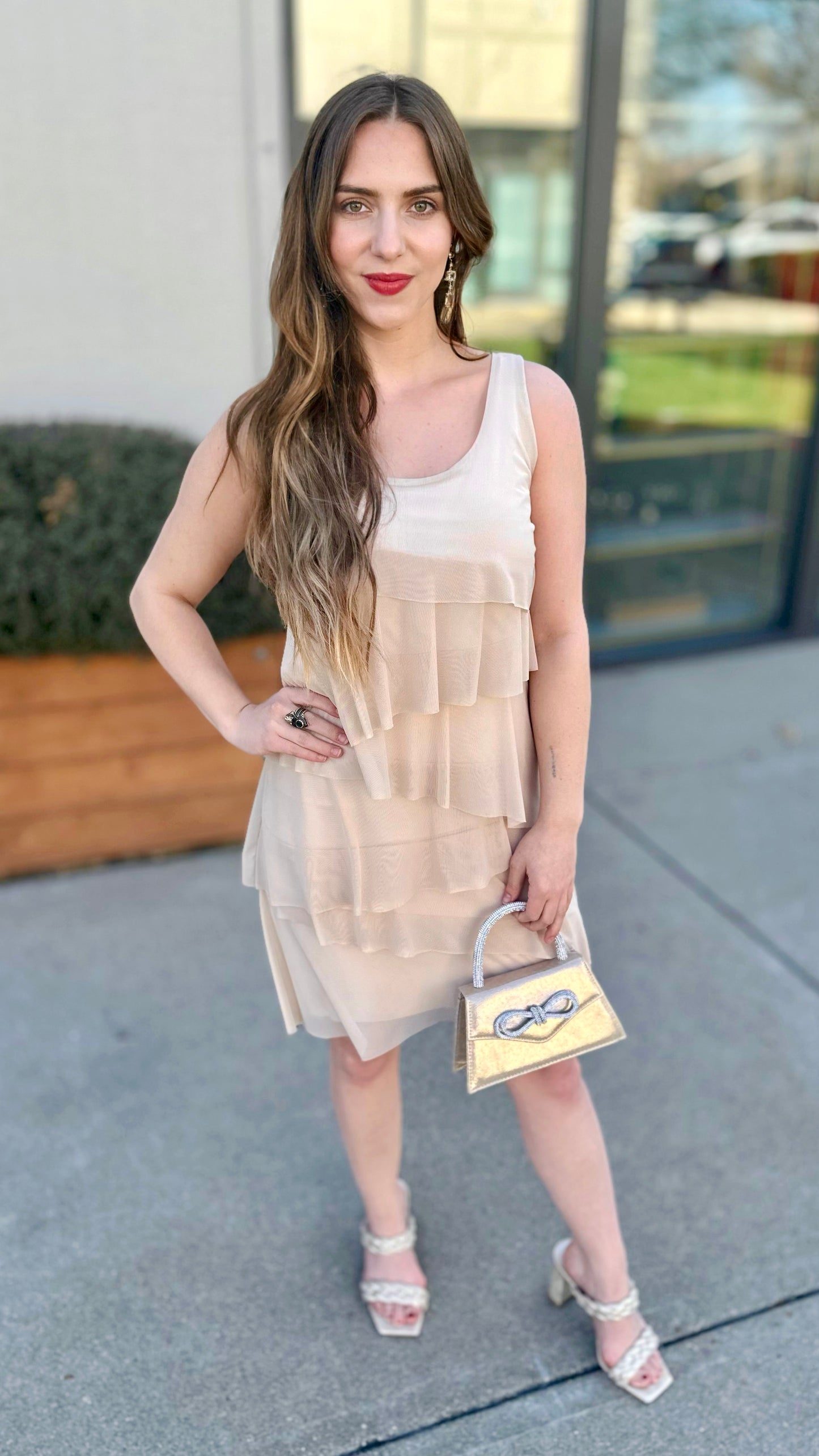 Isle Annie Ruffle Dress - Champagne