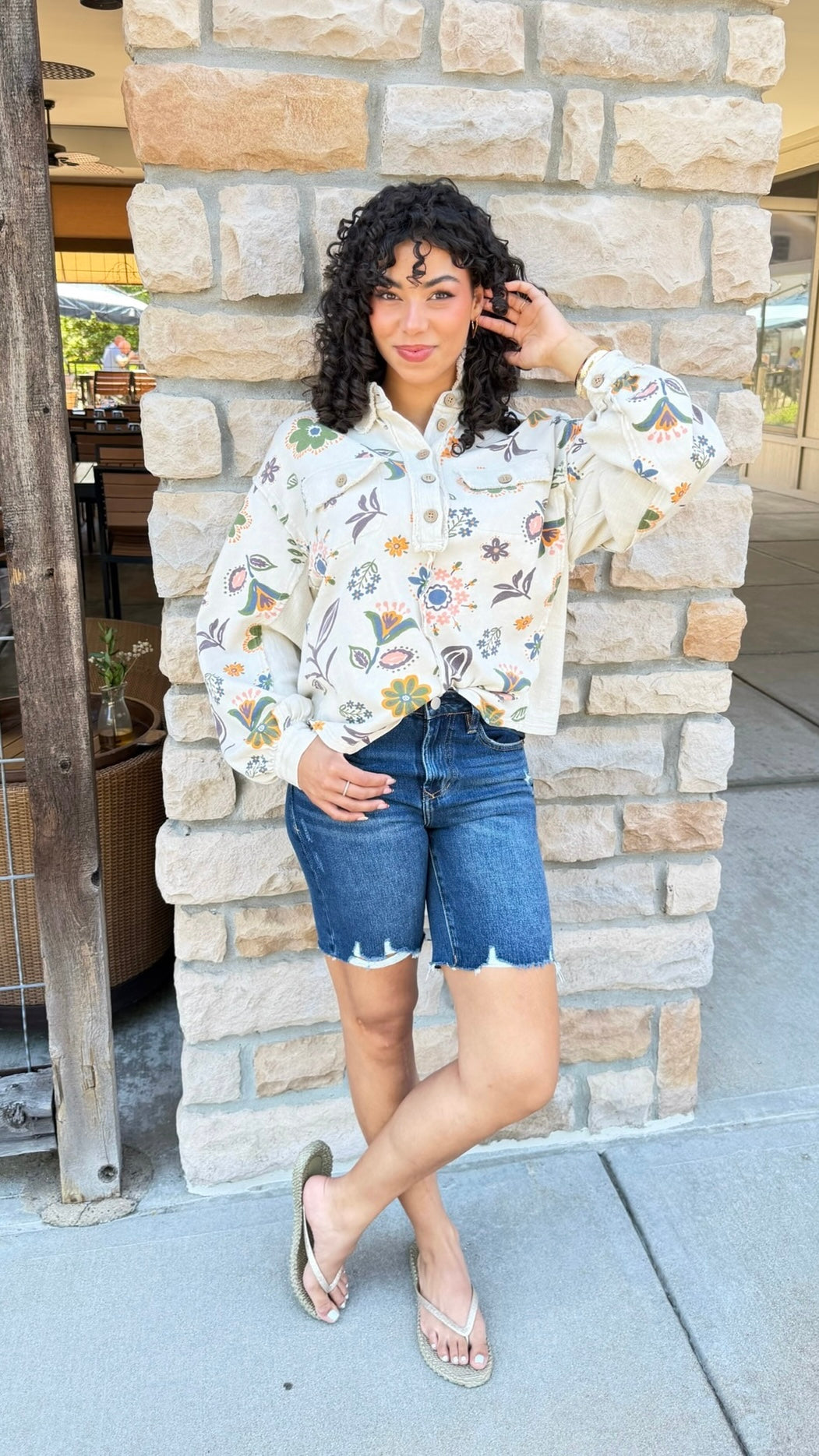 ECRU FLORAL PULLOVER