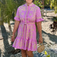 Uncle Frank Cross Stitched Dress - Pink
