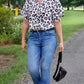 White Animal Print Blouse