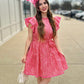Feminine Florals Tie Waist Dress - Pink Mix