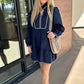 Emma Embroidered Dress - Navy