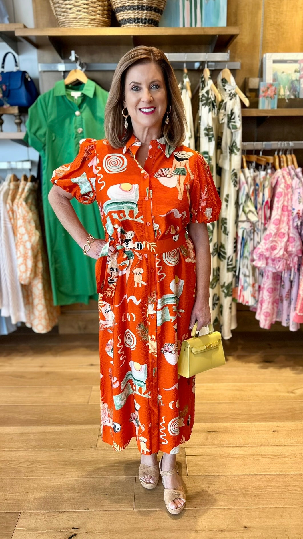 Maya Beach Belted Dress - Orange