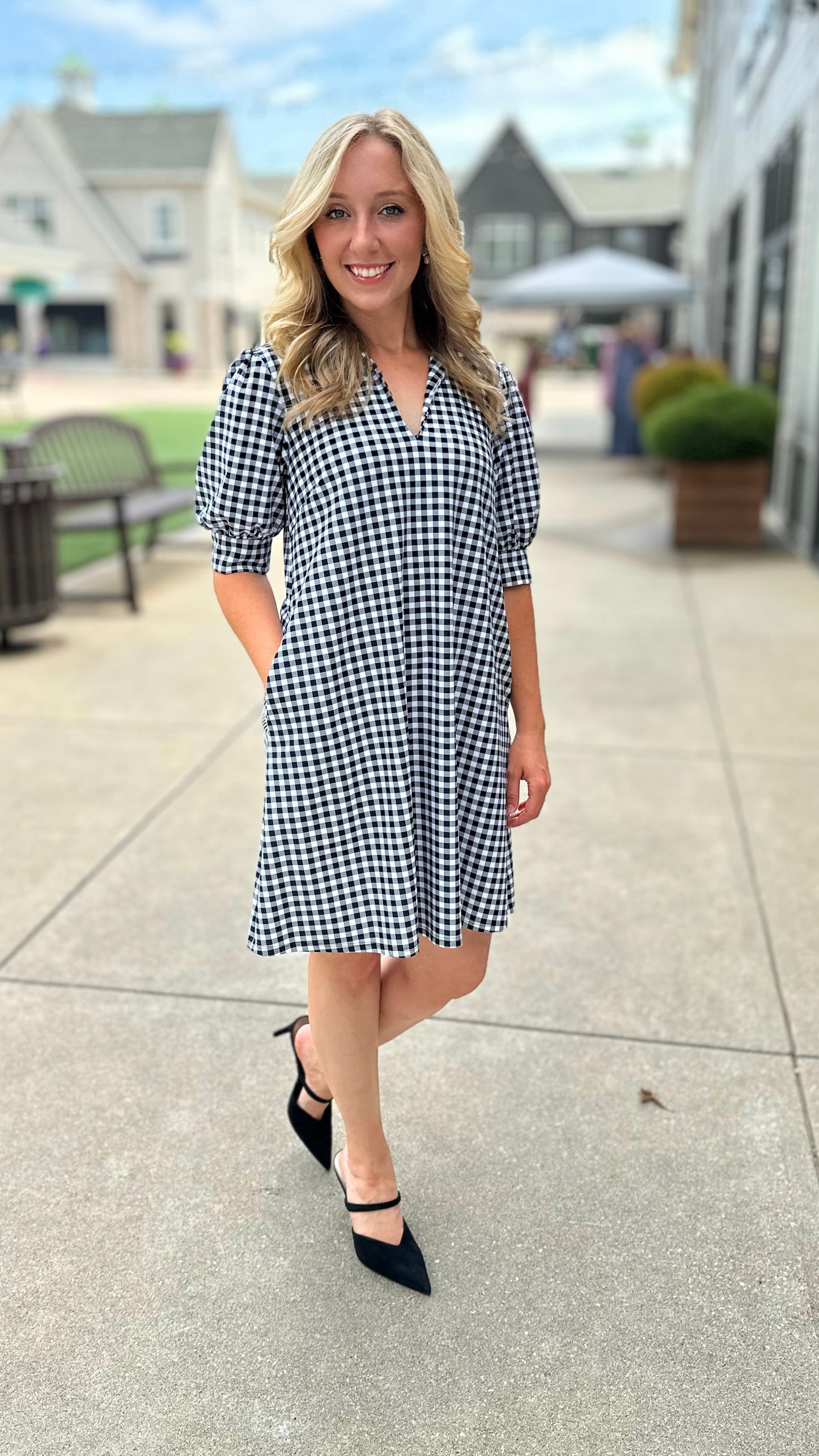 Jude Connally Gingham Black Emerson Dress