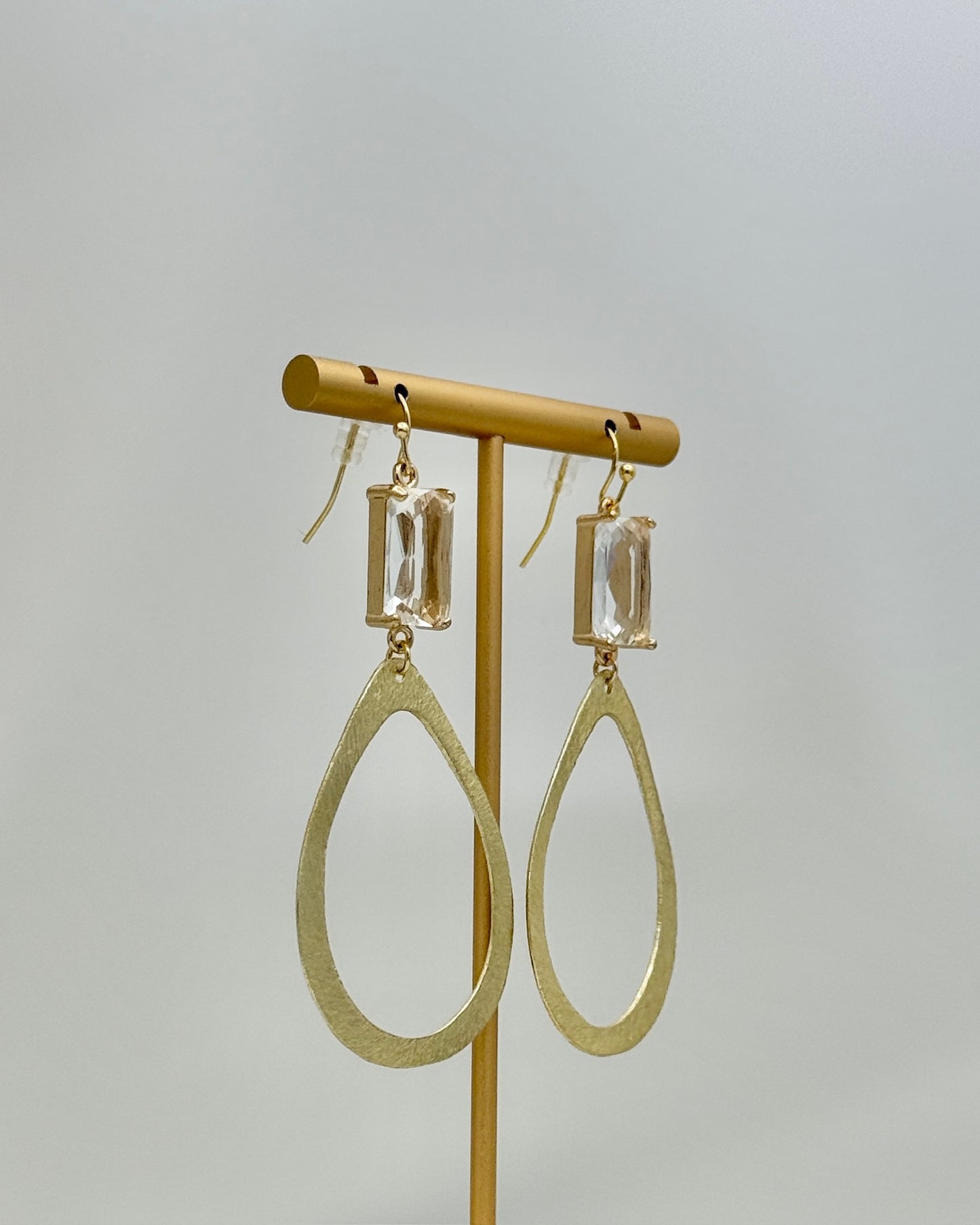 Gold Crystal Tear Drop Earrings