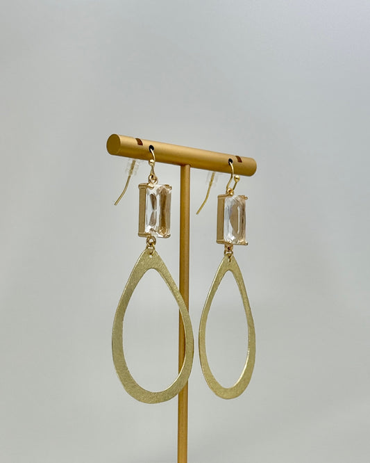 Gold Crystal Tear Drop Earrings