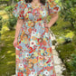 Aqua Flower Smocked Maxi Dress
