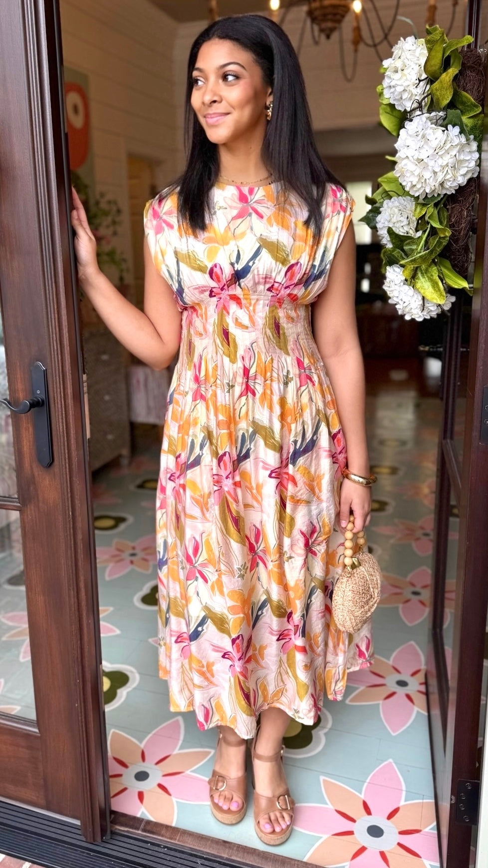 Helena Midi Dress - Tangerine Mix