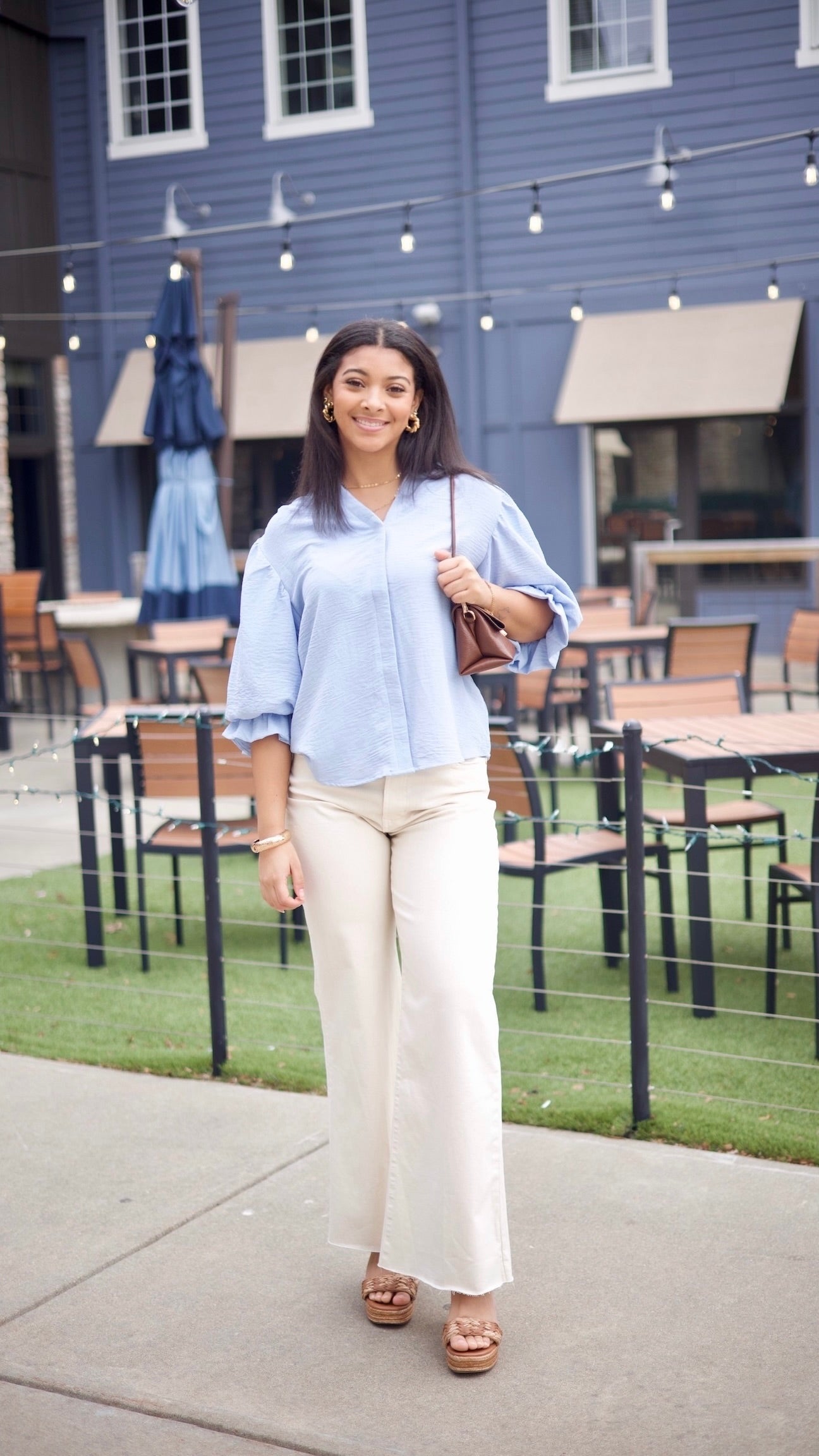 Sarah Button Up Blouse - Blue
